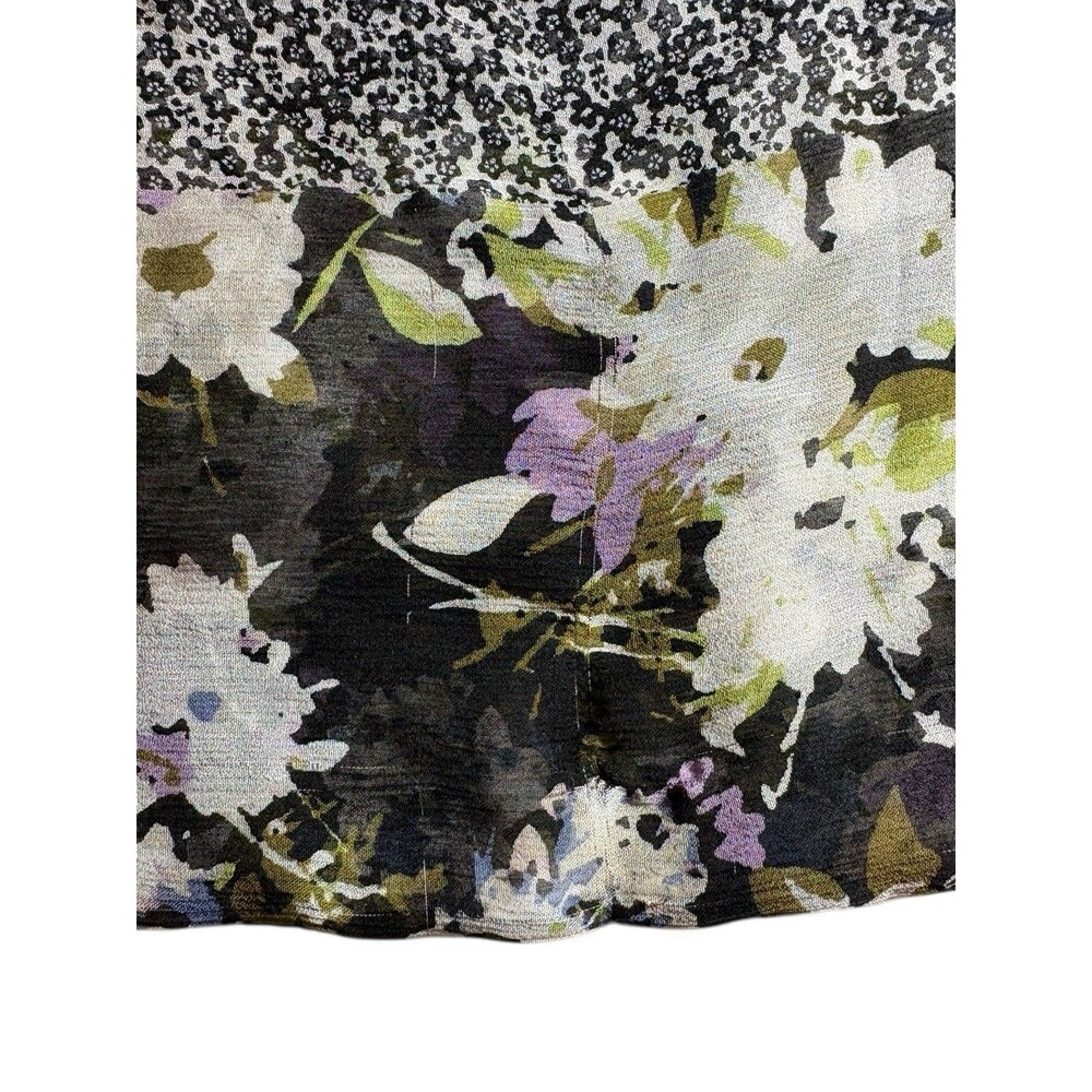 J. Jill 100% Silk Floral Women's Scarf Black Purple 20x64 - Picture 5 of 7